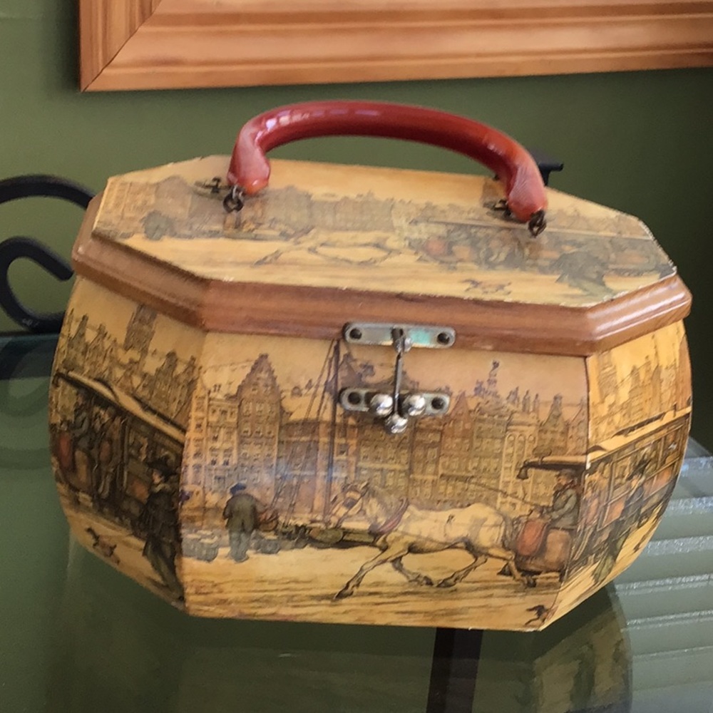 Old Vintage Estate Wooden Handbag
